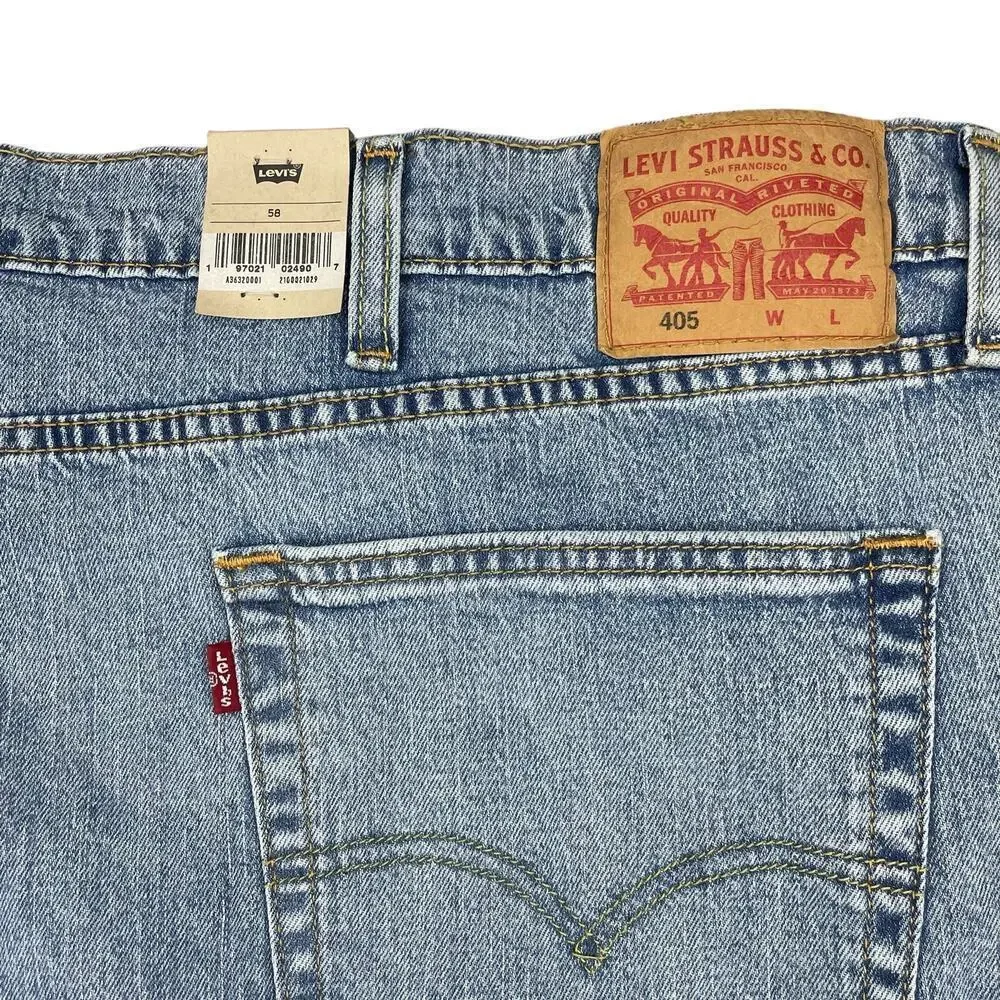 NWT LEVI'S 405 Standard Denim Shorts Sz 58 Distressing